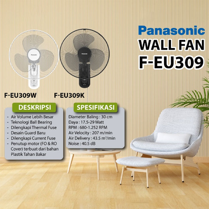 Panasonic Wall Fan 12 Inch EU309 - Hitam